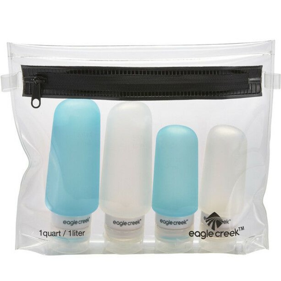 Organizer * | Eagle Creek Silicone Bottle Set Clear/Aqua