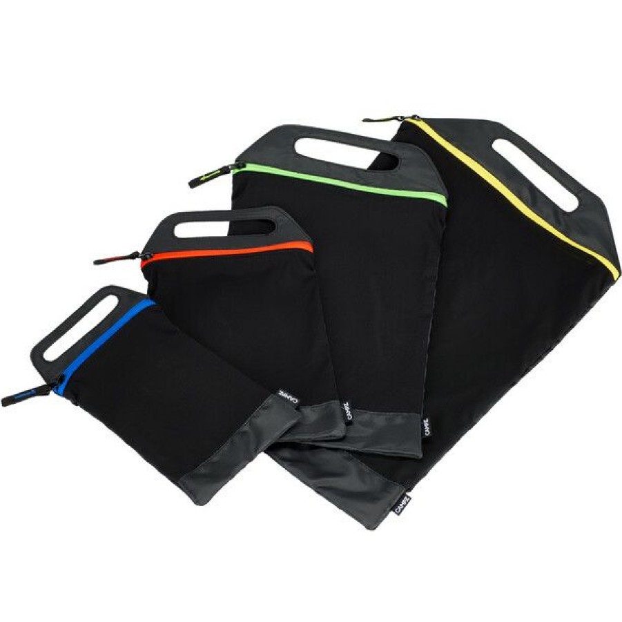 Packing Organisers * | Campz Zipper Mesh Bag Set Of 4 Black/Multicolor